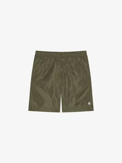 Givenchy Swim Shorts With 4g Detail In Khaki