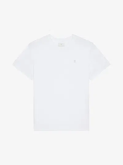 Givenchy T-shirt In Mercerized Cotton With 4g Detail In White