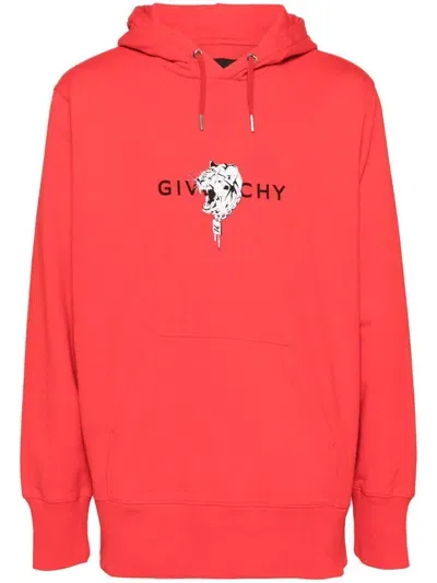 Givenchy Tiger Print Hoodie In Orange