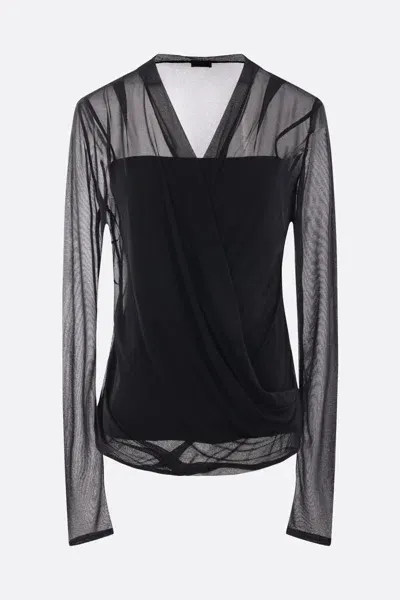 Givenchy Black V-neck Mesh Top