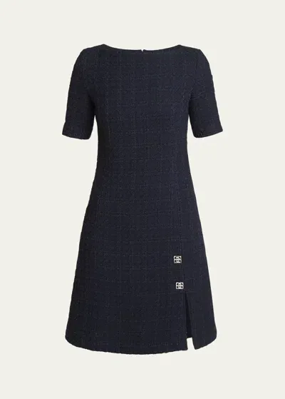 Givenchy Tweed Mini Dress In Dark Navy