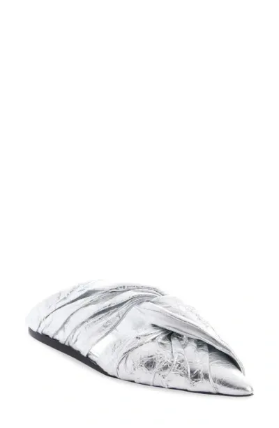 Givenchy Twist Babouche Pointed Toe Metallic Mule In Silvery