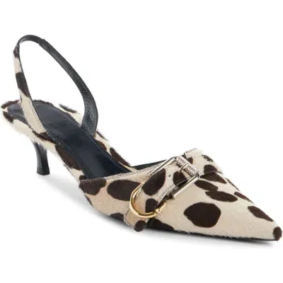 Givenchy Voyou Genuine Calf Hair Pointed Toe Slingback Pump In Black/beige Calf Hair