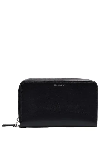 Givenchy Voyou Leather Wallet With Logo In Black