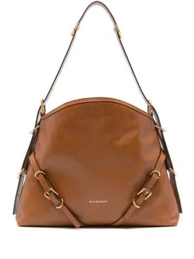 Givenchy Voyou Medium Leather Shoulder Bag In Brown