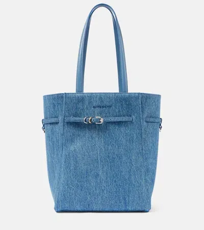 Givenchy Tote Voyou Small Aus Denim In Medium Blue