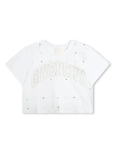 Givenchy Kids' Logo-embroidered Cotton T-shirt In White