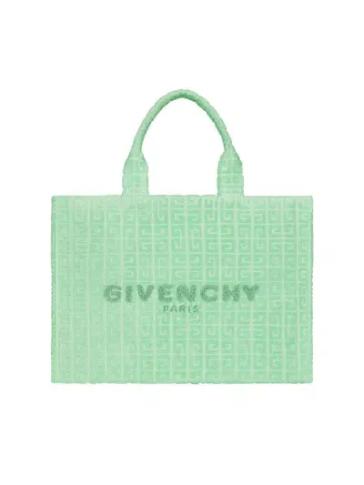 Givenchy Women's Medium Plage G-tote Bag In 4g Cotton Towelling In Aqua Green