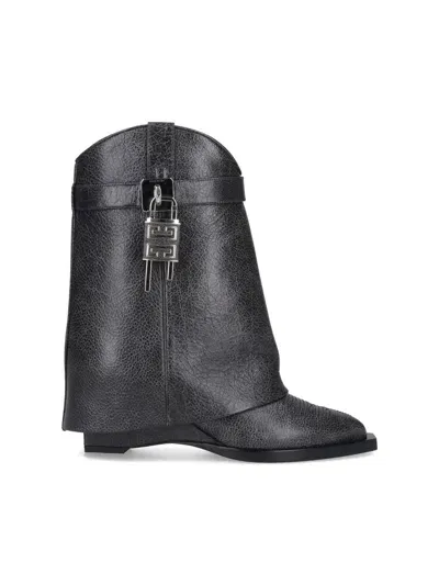 Givenchy Shark Lock Cowboy Boots In Black