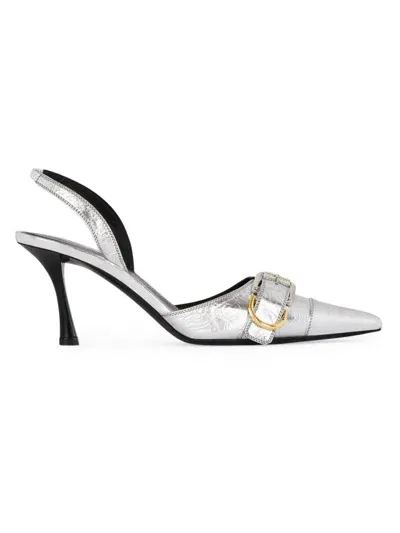 Givenchy Women's Voyou Slingbacks In Laminated Leather In Silvery