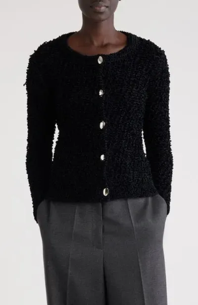 Givenchy Wool Blend Bouclé Cardigan In Black