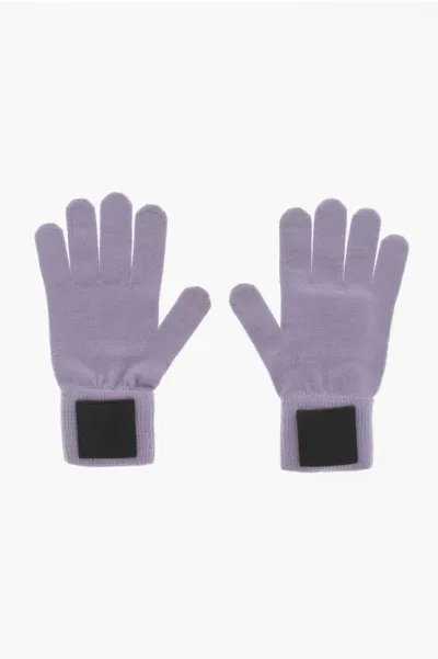 Givenchy Wool Glovers With Leather Details In Purple