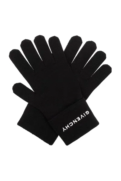 Givenchy Wool Gloves With Monogram In Sky Blue