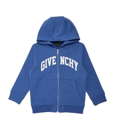 Givenchy Kids' Zipped Logo Hoodie In Blue