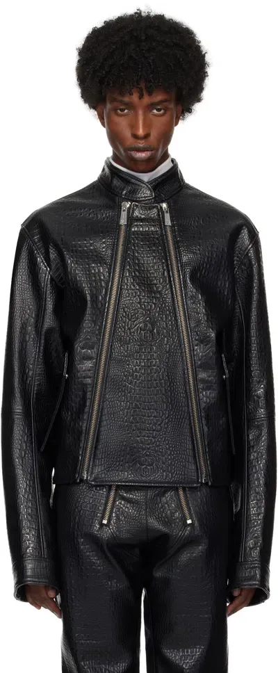 Gmbh Black Ravn Faux-leather Biker Jacket