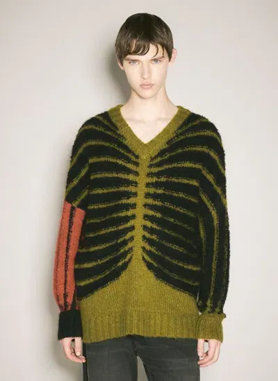 Gmbh Knitted Colour-blocked Sweater In Green