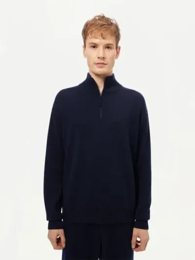 Gobi Cashmere Cashmere Quarter Zip Sweater In Navy