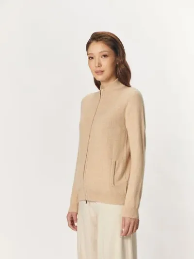 Gobi Cashmere Full-zip Cashmere Cardigan In Beige