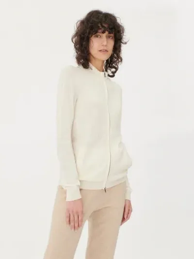 Gobi Cashmere Full-zip Cashmere Cardigan In Marshmallow