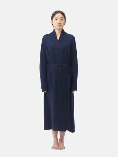 Gobi Cashmere Long Cashmere Robe In Navy