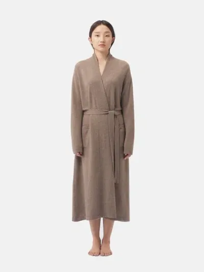 Gobi Cashmere Long Cashmere Robe In Taupe