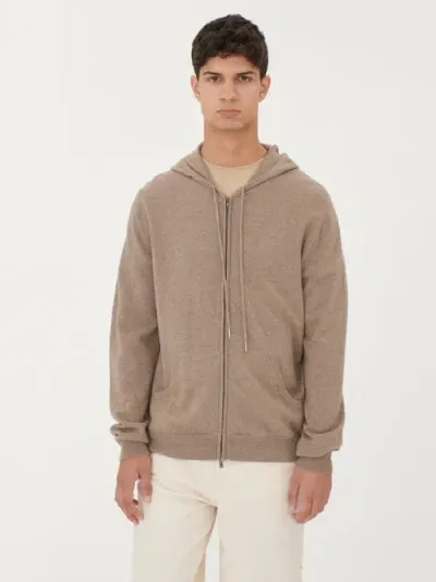 Gobi Cashmere Zipper Hoodie In Taupe