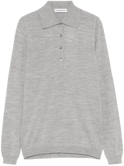 Goes Botanical Merino Wool Polo Top In Grey