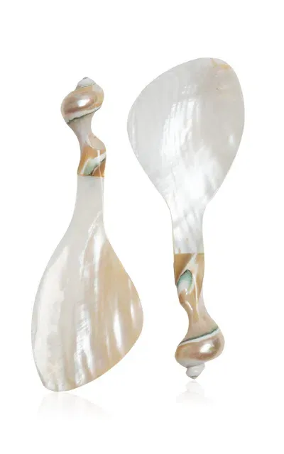 Gohar World Salad Servers; Mother Of Pearl In Multi