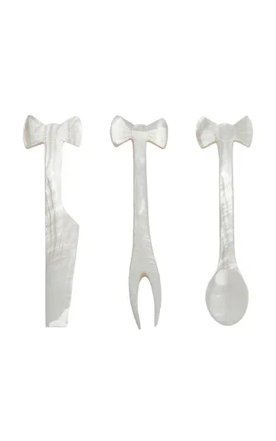 Gohar World Set-of-three Bow Serving Set In Metallic