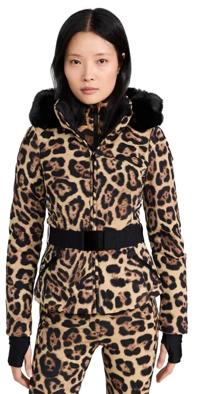 Goldbergh Fierce Leopard-print Faux Fur Down Jacket In Jaguard