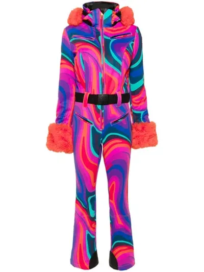 Goldbergh La Fête Faux Fur-trimmed Ski Suit In Pink