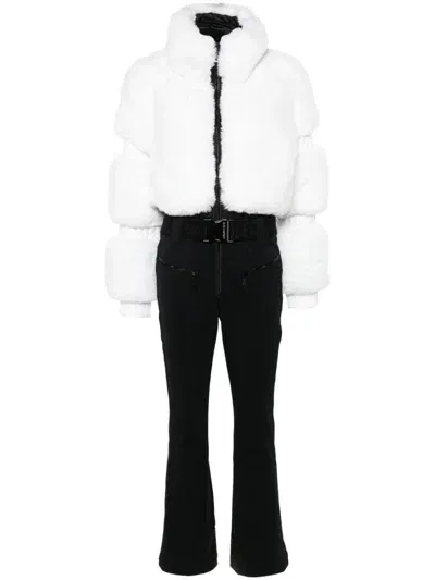 Goldbergh Lieke Faux Fur Ski Suit In Black,white