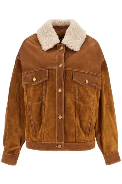 Golden Goose "babette Leather Jacket" In Brown