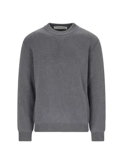 Golden Goose Back Logo Crew Neck Jumper In Dark Grey Melange