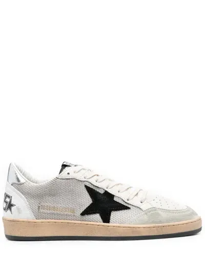 Golden Goose Ball Star Leather Sneakers In Silver