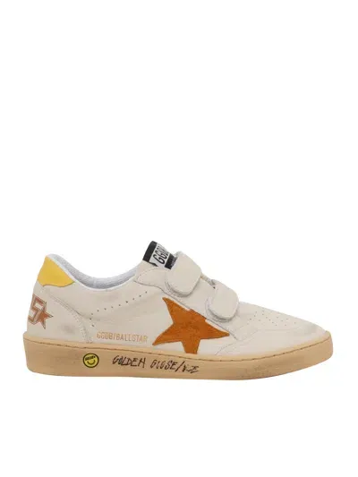 Golden Goose Ball Star Leather Upper Toe Heel And Spur Suede Star Sign In White