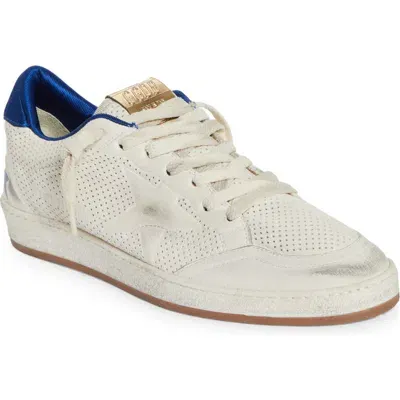 Golden Goose Ball Star Perforated Low Top Sneaker In White/bluette