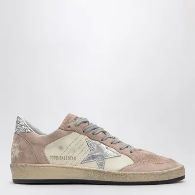 Golden Goose Ball Star Pink Trainer With Silver Glitter In Multicolor