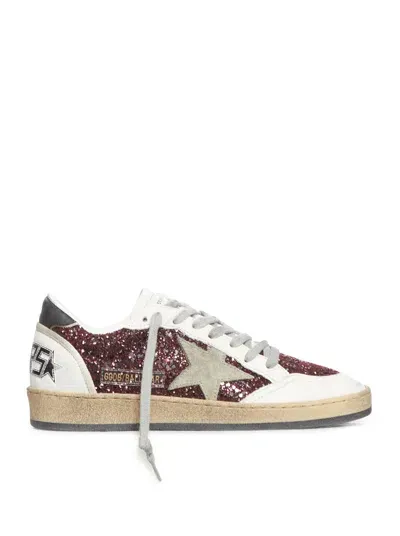 Golden Goose Ballstar Glitter Upper Nappa Toe And Spur Suede Star Leather Heel In Red