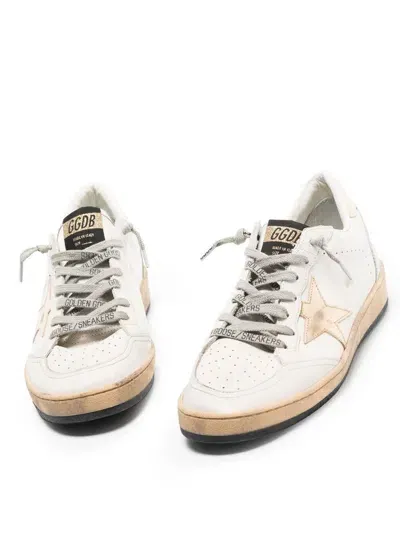 Golden Goose Ball Star Leather Sneakers In Milk Gold