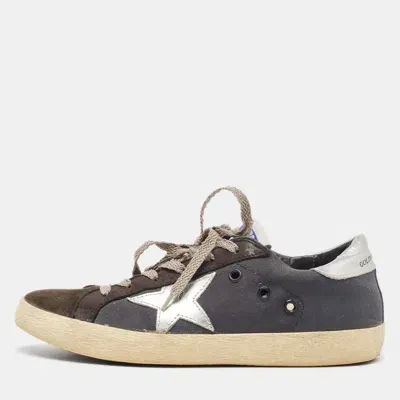 Pre-owned Golden Goose Black Canvas And Leather Superstar Sneakers Size 39