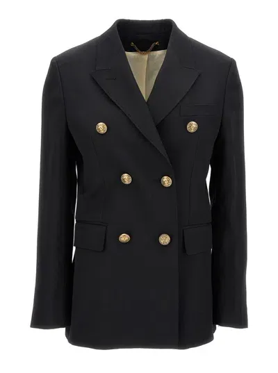 Golden Goose Black Double-breasted Blazer In Virgin Wool Woman