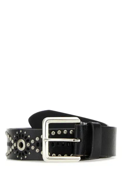 Golden Goose Black Leather Titan Belt