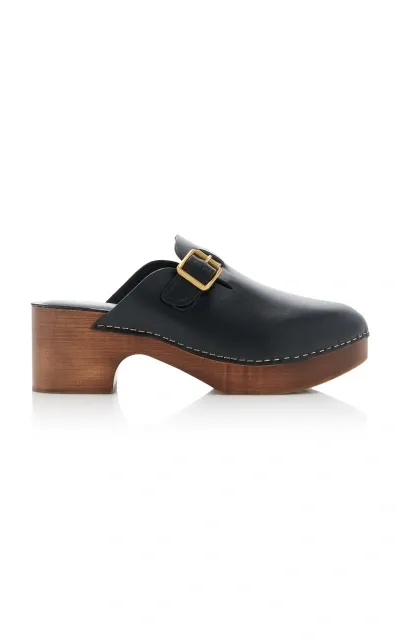 Golden Goose Buckle-detailed Leather Clogs In Black