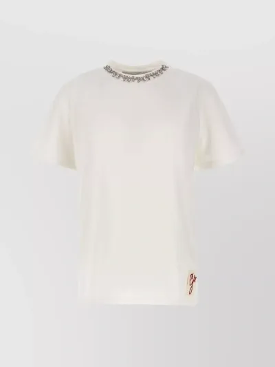 Golden Goose Embroidered Cotton T-shirt In White