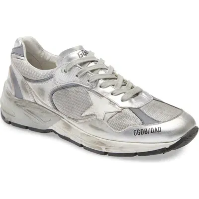 Golden Goose Dad-star Metallic Sneaker In Silver/white