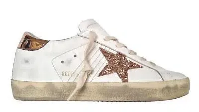 Pre-owned Golden Goose Damenschuhe Glitzer-sneaker Superstar 11705 Weiss Und Bronze