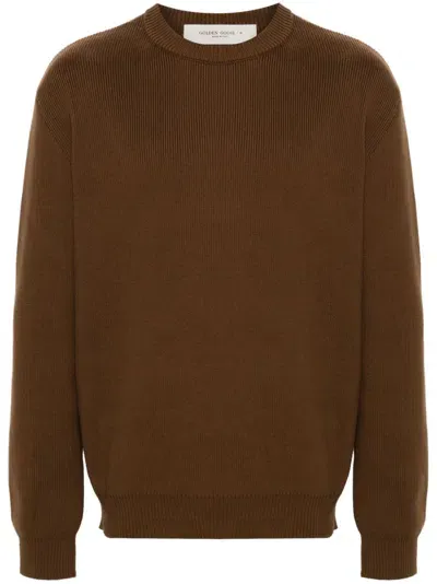 Golden Goose Journey Cotton Crewneck Sweater In Tobacco