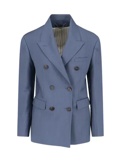 Golden Goose Journey Double Breast Wool Blazer In Blue