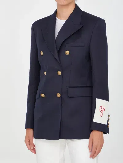 Golden Goose Double-breasted Blue Jacket In Navy